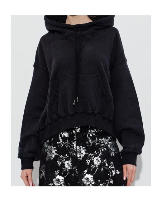 R13 Blue Cropped Cotton Hoodie