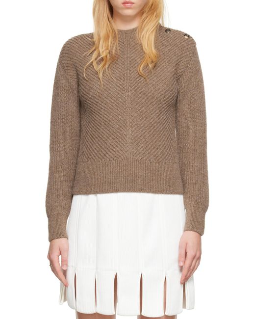 Bottega Veneta Brown Chevron Motif Knit Jumper