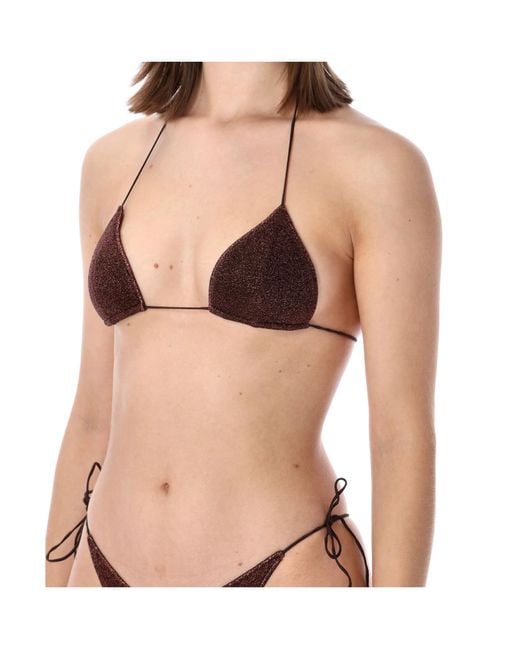 Oseree Pink Oséree Glitter Detailed Triangle Bikini Set