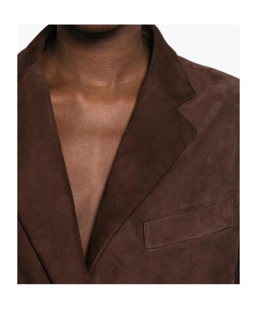 Tagliatore Brown Long-Sleeve Leather Jacket