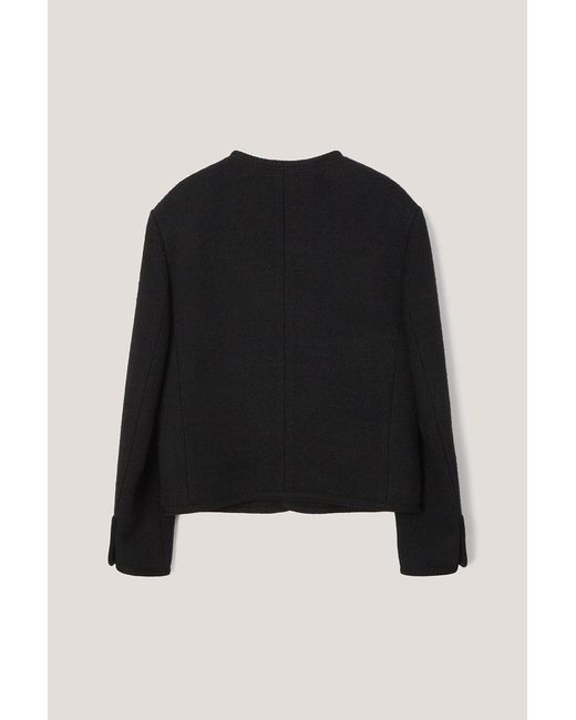DUNST Black Embroidered Trim Crew Neck Jacket for men