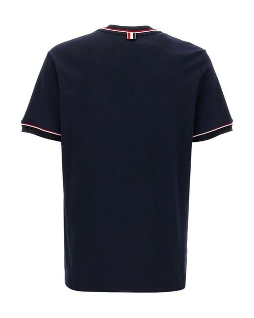 Thom Browne Blue Milan Striped Crewneck T-Shirt for men