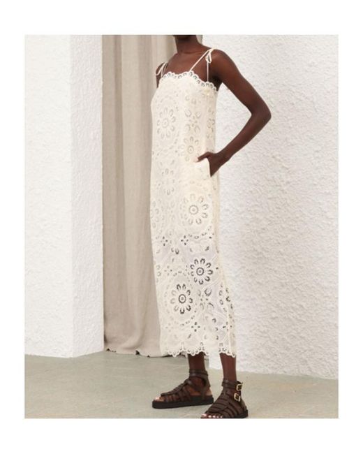 Zimmermann White Rhiannon Scalloped-Neckline Maxi Dress