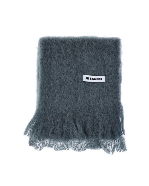 Jil Sander Black Fringed Brushed Scarf for men
