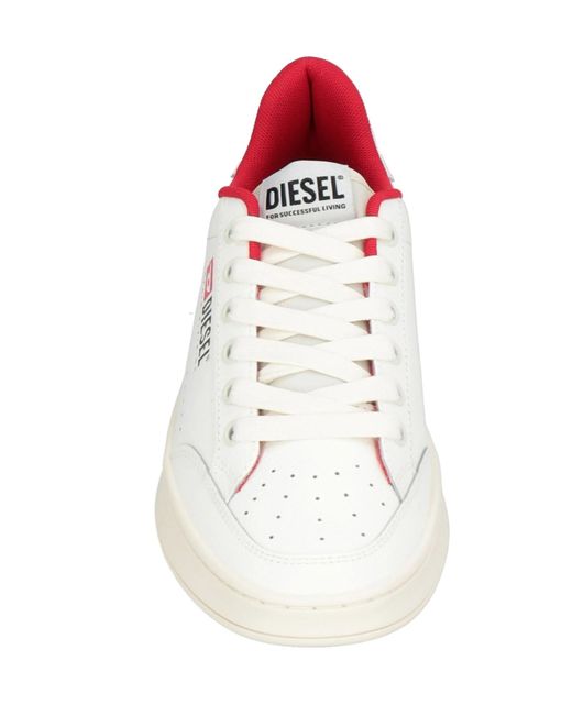 DIESEL White Minimalist Solid Color Low-Top Sneakers