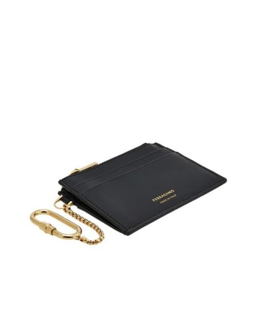 Ferragamo Black Ferragamo Logo Printed Zipped Cardholder