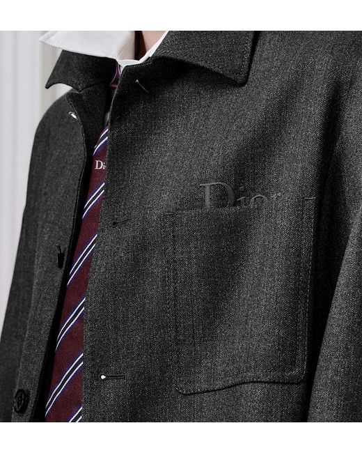 Dior Gray Workwear Jacket With Embroidery for men