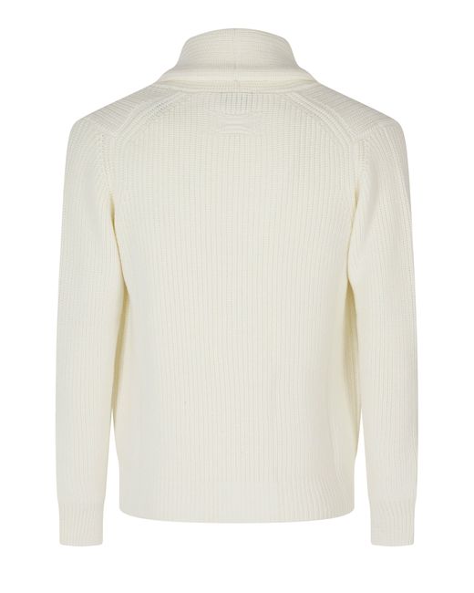 Drumohr White Long-Sleeve Single-Breasted Cardigan for men