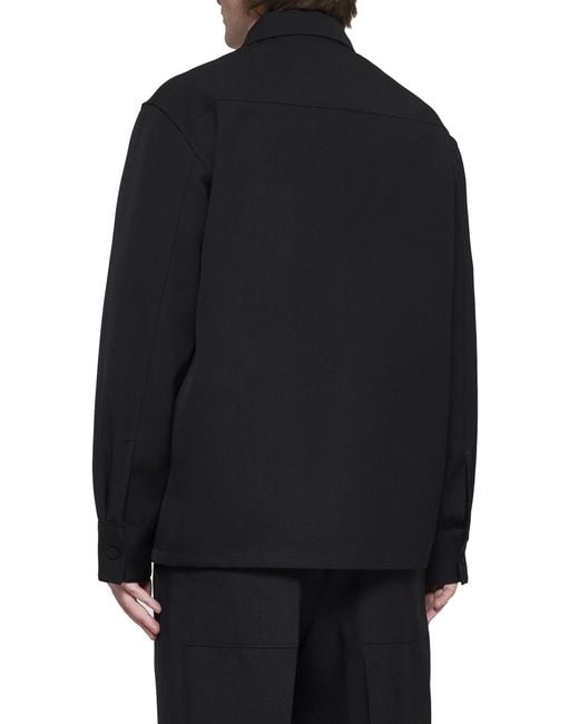 Jil Sander Blue Zip-Up Gabardine Overshirt for men