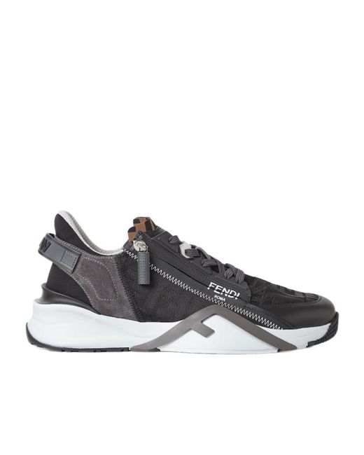 Fendi Gray Flow Low-Top Sneakers for men