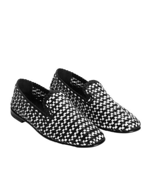 Dolce & Gabbana Black Woven Leather Slippers for men
