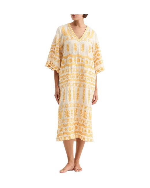 Eres Metallic Luxuriance Embroidered V-Neck Midi Dress