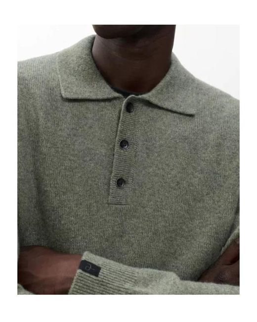 Rag & Bone Gray Declan Cashmere Polo Sweater for men