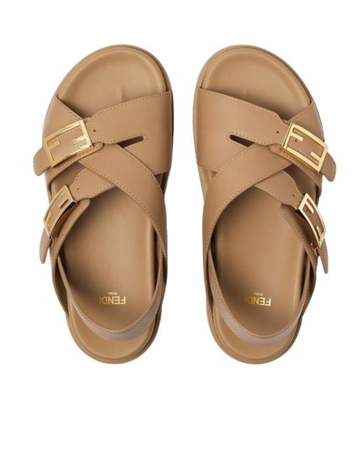 Fendi Brown Feel Cross-Over Slides