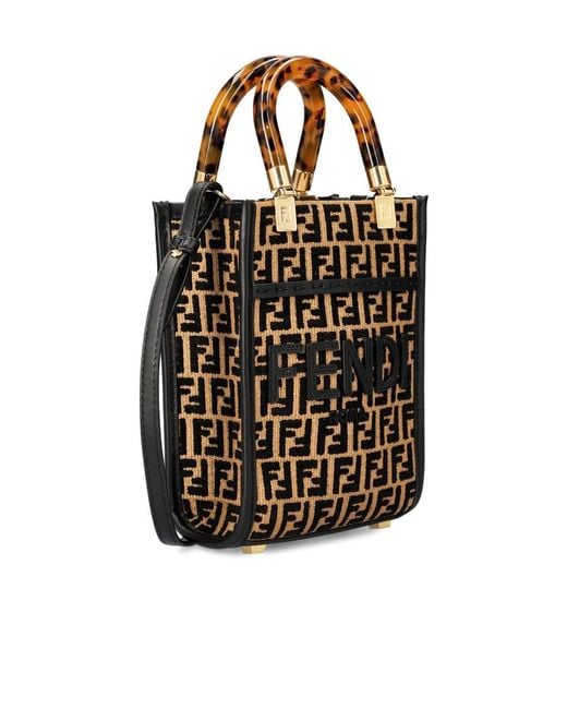 Fendi Black Mini Sunshine Shopper Bag