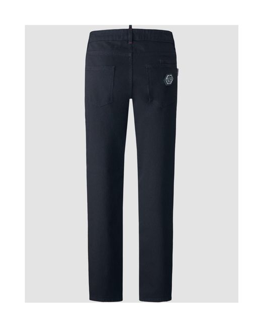 Philipp Plein Blue Belt-Loop Casual Pants for men