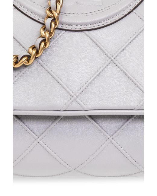 Tory Burch Gray Fleming Convertible Foldover Small Shoulder Bag