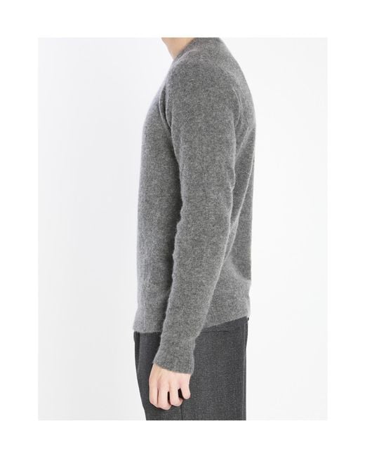 Roberto Collina Gray Ribbed Crewneck Knitwear for men