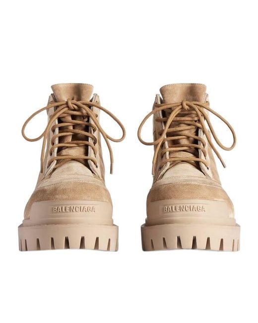Balenciaga Natural Combat Strike Lace-Up Boots for men