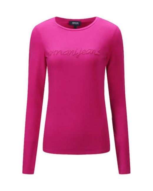 Armani Jeans Pink Logo Detail T-Shirt