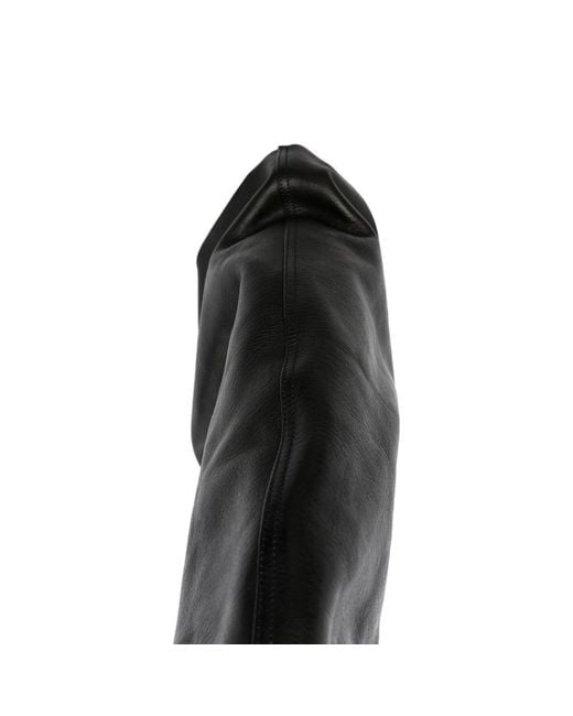 Rick Owens Black Cargo Fetish Sneaks Calf Leather Knee-High Boots