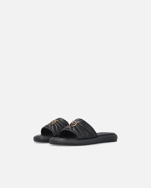 Pinko Black Fiona 03 Logo Appliqué Slippers