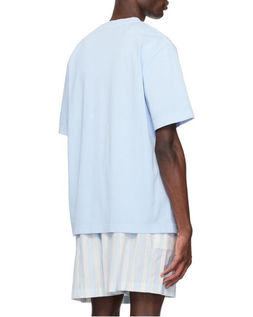 Jacquemus Blue Logo Embroidered Crewneck T-Shirt for men