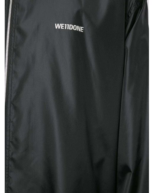 we11done Black Logo-Print Hooded Jacket for men