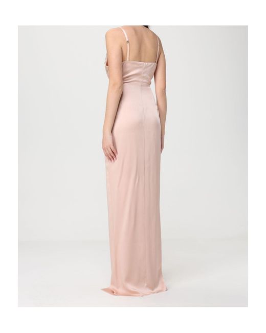 Elisabetta Franchi Pink Draped Sequin Maxi Dress
