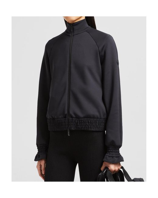Moncler Black Logo Patch Zip-Up Cardigan