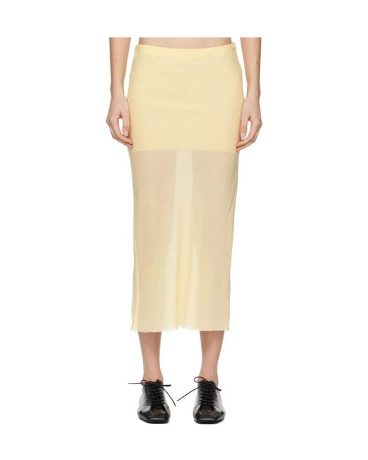 Rier Natural Wool Tulle Midi Skirt