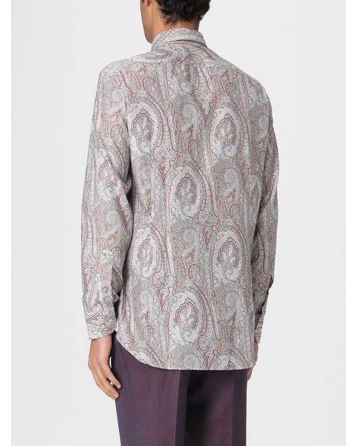 Etro Brown Floral Paisley Long-Sleeved Shirt for men