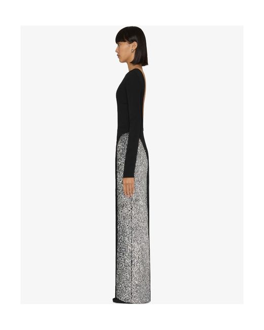 Givenchy Black Backless Evening Dress With Sequins Embroidered