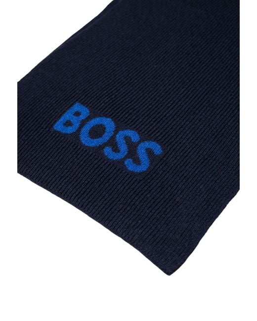 Boss Blue Patterned Scarf for men