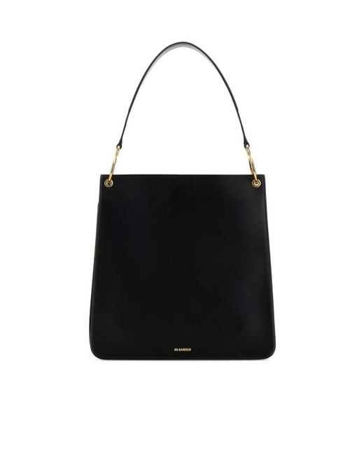 Jil Sander Black Logo-Detailed Shoulder Bag