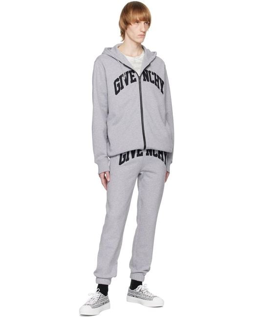 Givenchy Gray Logo Printed Elastic Waist Jogging Pants for men