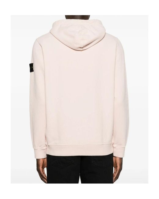 Stone Island Pink Compass-Patch Drawstring Hoodie for men