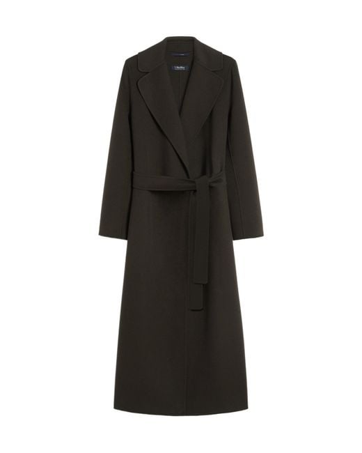 Max Mara Black Wool Robe Coat