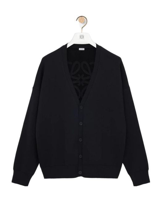Loewe Blue V-Neck Knitted Cardigan for men