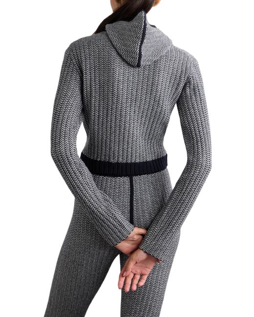 Perfect Moment Gray Jacquard Knit Wool-Cashmere Blend Hoodie