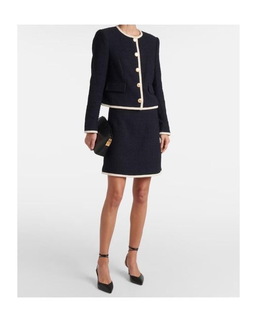 Veronica Beard Blue Mabel Cropped Tweed Jacket