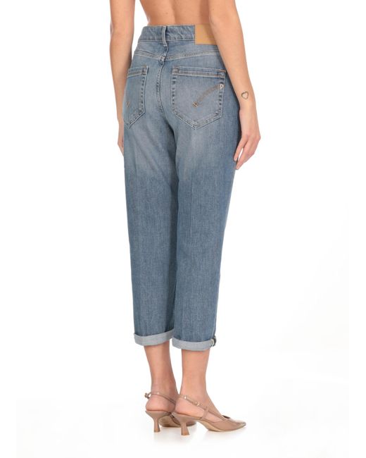Dondup Blue Jewel Button Straight-Leg Jeans