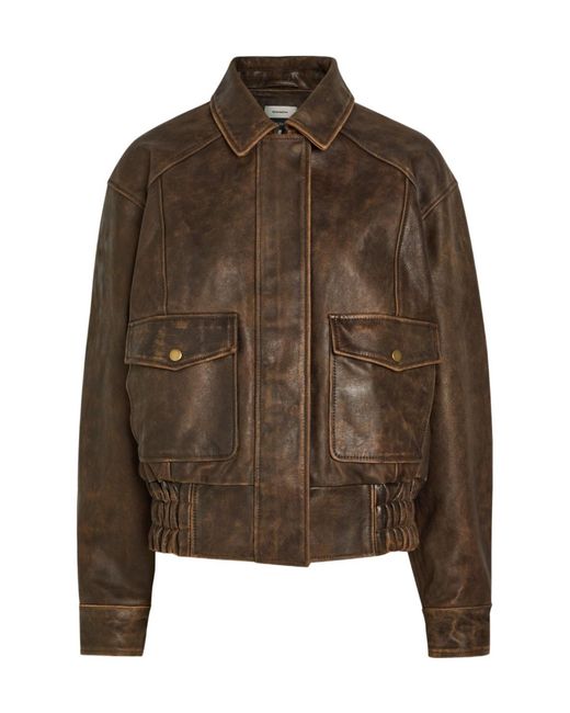 Reformation Brown Panelled Leather Jacket
