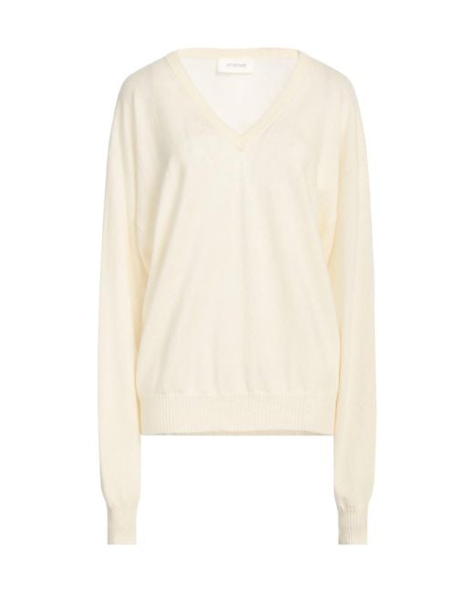 Sportmax White Lightweight V-Neck Long-Sleeve Knit Top