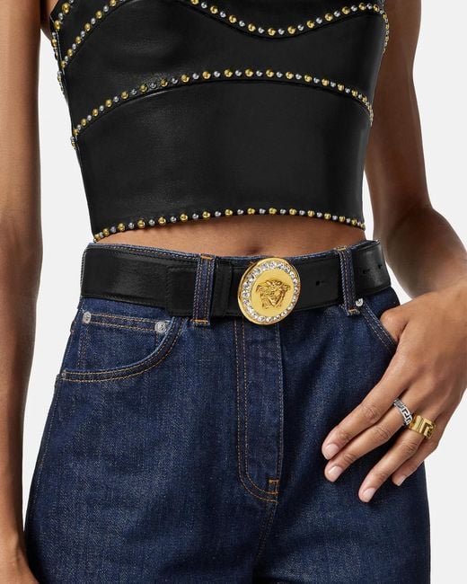 Versace Multicolor La Medusa Embellished Belt