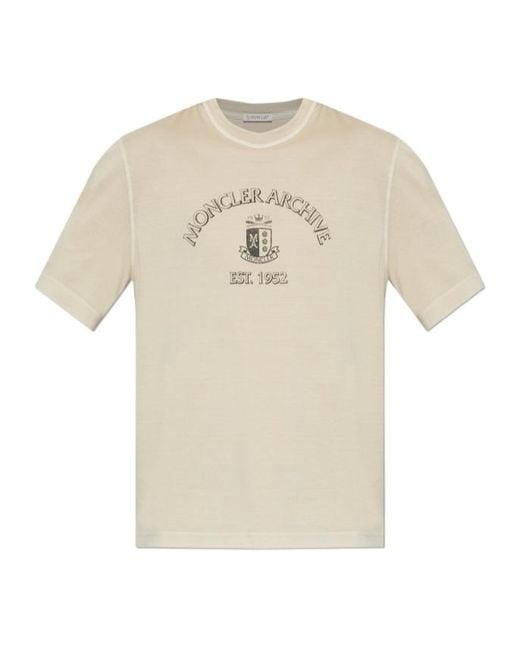 Moncler White Logo Printed Crewneck T-Shirt for men