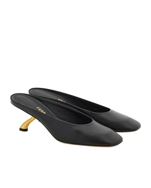 Ferragamo Black Ferragamo S-Shaped Heeled Mules