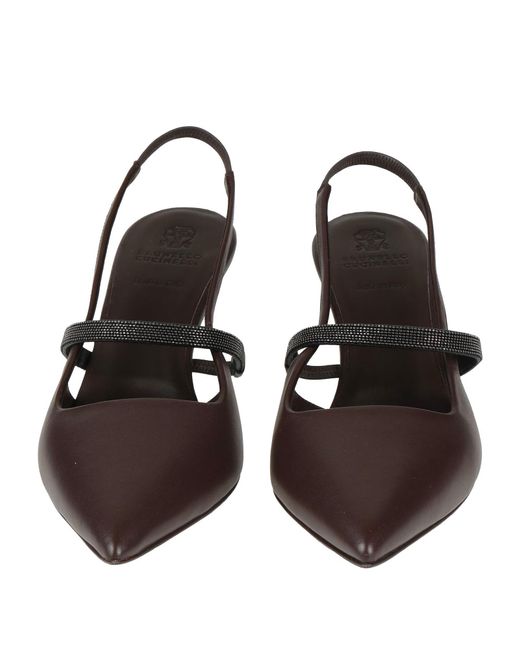 Brunello Cucinelli Brown Pointed-Toe High-Heeled Sandals