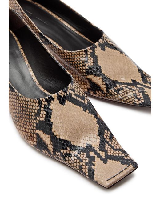 Khaite Brown Snake-Effect Leather Pumps