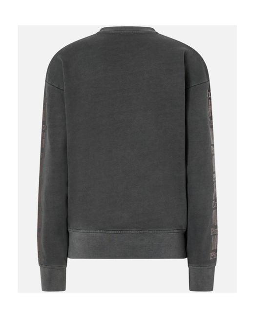 Pinko Gray Logo-Detail Cotton Sweatshirt